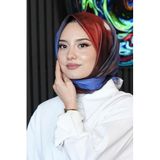 Abstrakt Desen Kırmızı Soft Pamuk Eşarp Bordo-Krem