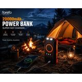 Abstrax Tech 20000MAH Kablosuz Şarjlı Powerbank – Dahili Kablolu Hızlı Şarj Cihazı, Çift LED Fenerli Taşınabilir Güç Bankası - Siyah - Turuncu