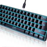abucow Oyun Klavyesi Minimalist Taşınabilir Kablolu Ultra Kompakt Mini Taklit 61 Tuşlu RGB Arkadan Aydınlatmalı Klavye (Siyah)