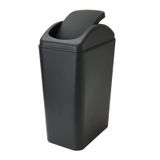 ABuff Küçük Kapaklı Çöp Kovası, 12 Litre/3 Galon Küçük Siyah Plastik Çöp Kovası, Ofis, Yatak Odası, Banyo için Kapaklı Çöp Kovası
