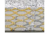 Abut Sarı Çerçeveli Modern Geometrik Etnik Desenli Boho Makinada Yıkanabilir Hafif Hav Toz Vermez Leke Tutmaz Kaymaz Taban Dijital Makine Baskı Halı Oturma Odası Salon Yolluk Koridor Mutfak Halısı