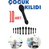 Abuy 10 Adet Siyah Bebek Çocuk Güvenlik Dolap ve Çekmece Kilidi
