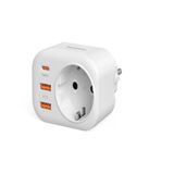 AC-115 2500W 3.4A 2USB 1Type-C 1Soket Akım Korumalı Şarj Adaptörü Priz Çoğaltıcı