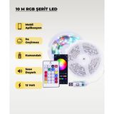 AC AYDINLATMA 10 Metre Rgb Şerit Led - Kumanda Ve Mobil Aplikasyon Kontrol- Su Geçirmez / Sese Duyarlı