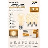 AC Aydınlatma 10'lu Paket 4W Dekoratif LED Ampul E27 Duy 3000K Sarı Işık Yumuşak Ambiyans Aydınlatma