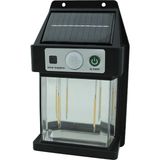 AC Aydınlatma 10W Solar / Güneş Enerjili Sensörlü LED Duvar Fener Aplik 3200K - Sarı Işık - Siyah