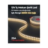 AC AYDINLATMA 12V İç Mekan Şerit Led 10 Metre 3200K Gün Işığı Kesilebilir LED Şerit Trafo Hariç
