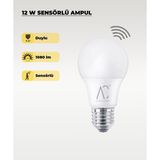 AC Aydınlatma 12W Sensörlü LED Ampul 6500K Beyaz Işık – Hareket Algılayan Akıllı Ampul - 10 - 20 W