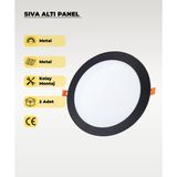 AC AYDINLATMA 18w Sıva Altı Yuvarlak Siyah Led Panel Beyaz Işık
