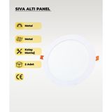 AC AYDINLATMA 18w Sıva Altı Yuvarlak Slim Led Panel 3200K Sarı Işık - 2 Adet Beyaz