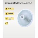 AC AYDINLATMA 2 x E-27 Duylu Sensörlü Tavan Armatürü Cam / Metal