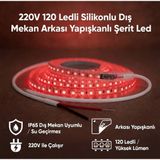 AC AYDINLATMA 220V 120 LED Dış Mekan Şerit LED Kırmızı Işık Arkası Yapışkanlı Suya Dayanıklı Dekoratif Aydınlatma