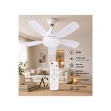 AC AYDINLATMA 30w Kumandalı Tavan Vantilatörü | 3 Renk Led Aydınlatma | E27 Duy | 52 Cm | Beyaz