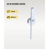 AC AYDINLATMA 40w Led Kavisli Aplik – 3 Renk Işık (sarı/beyaz/gün Işığı) Krom Modern Duvar Aydınlatması Gümüş
