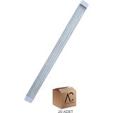 AC Aydınlatma 60W Beyaz Kristal LED Bant Armatür 6500K (Beyaz Işık) 20 Adet - 6500K - Beyaz