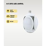 AC Aydınlatma 60W Ufo 4+1 Kanatlı Ampul 6500K Beyaz Işık