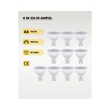AC AYDINLATMA 6W Gu10 Led Ampul (Gün Işiği) 10 Adet