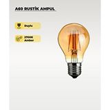 AC AYDINLATMA 6w Rustik Ampul 2200k (amber Işık) A60