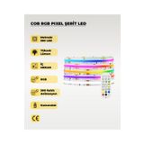AC AYDINLATMA COB RGB Pixel Şerit Led - Animasyonlu - Sese Duyarlı - 5 Metre (Kumandalı)