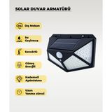 AC Aydınlatma LED Solar Duvar Armatürü Beyaz Işık - Siyah