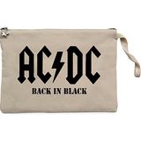 Ac Dc Back In Black Krem Clutch Astarlı Cüzdan / El Çantası - 25x18cm