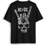 Ac Dc Hard Rock Music Müzik Sırt Ön Baskılı Oversize Tişört Unisex T-Shirt - Siyah