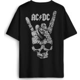 AC DC Hard Rock Music Müzik Sırt Ön Baskılı Oversize Tişört Unisex T-Shirt