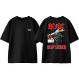Ac Dc Heat Seekeb Tasarım Sırt Baskılı Pamuk Siyah Oversize T-Shirt - XL