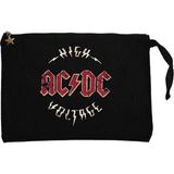 Ac Dc Logo Vintage Siyah Clutch Astarlı Cüzdan / El Çantası - 25x18cm