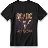 Ac Dc Rock T-Shirt Unisex %100 Cotton Pamuklu Rahat Regular Baskı Rock Grubu Tişört - Siyah