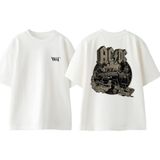 Ac Dc Tren Tasarım Sırt Baskılı Pamuk Beyaz Oversize T-Shirt