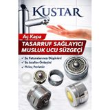 Aç-kapa Musluk Ucu Su Tasarruf Aparatı Musluk Filtresi Lavabo Musluk Süzgeci Dış Dişli 23,7mm Krom