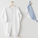 AC25607 Ocean Is My Happy Place Bebek Tulum Takım White - Beyaz - Mavi - 0 - 1 Ay