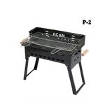 Açan Pervazlı Emaye Mangal P2 Büyük Boy Kömürlü Barbekü Çift Izgara Katlanır Ayaklı 27x44cm