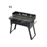 Açan Pervazlı Emaye Mangal P3 Battal Boy Kömürlü Barbekü Çift Izgara Katlanır Ayaklı 27x51cm