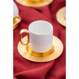 ACAR 4'lü Porselen Erika Double Kahve Fincanı 160ml Beyaz