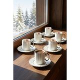 Acar Aisha 6 Kişilik Porselen Kahve Fincan Takımı Silver - 100 ml