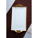 ACAR Arven Dikdörtgen Gold Sunum Tepsi - 45 cm KAI-07667/3-GLD Beyaz - Gold KAI-07667/3-GLD