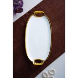 ACAR Arven Oval Gold Sunum Tepsisi - 41 cm KAI-07681/4-GLD Beyaz - Gold KAI-07681/4-GLD