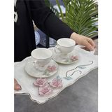 Acar Avery 2 Li Tepsili Porselen Fincan Takımı - Pembe - 85 ml