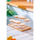Acar Bambu Standlı 6'lı Borosilikat Cam Baharatlık Seti Ergonomik Kullanım ve Kolay Temizlenebilir