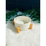 Acar Bambu Standlı Porselen Yuvarlak 15 cm Servis Kasesi