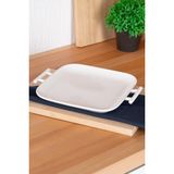 Acar Bianco Perla Dikdörtgen Kulplu Servis Tabak Porselen 27.5 cm Beyaz Renk Desensiz