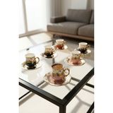 Acar Braxton 6 Kişilik Porselen Kahve Fincan Takımı - 90 ml - Renkli