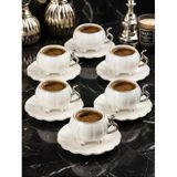 Acar Britton 6 Lı Porselen Kahve Fincan Takımı Silver 90 Ml 09411