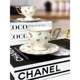 Acar Camılla 6'lı Porselen Türk Kahve Fincan Takımı Çiçek Desenli 12 Parçalı Set - 90 ml - Çok Renkli