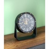 Acar Çarklı Dekoratif Masa Saati – Çalışan Mekanizmalı Modern Tasarım (26,7 x 8,3 x 31 Cm) - 31*26,7*8.3 cm metal siyah lüks masa saati - Gümüş - Siyah