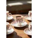 ACAR Cassiopia 6 Kişilik Porselen Kahve Fincan Takımı Pembe - 90 ml