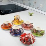 Acar Çırağan Home 6 Renk Tombul Çiçekli Kahve Fincan Takımı - 12 Adet - 90 ml