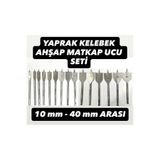 ACAR CİVATA 15 ADET YAPRAK KELEBEK AĞAÇ VE PİLASTİK DELİCİ UÇ SETİ 10 MM İLA 40 MM ARASI ÖLÇÜLER